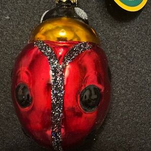New Christmas Inge-Glas Red and Gold Ladybug Ornament.  Made in Germany